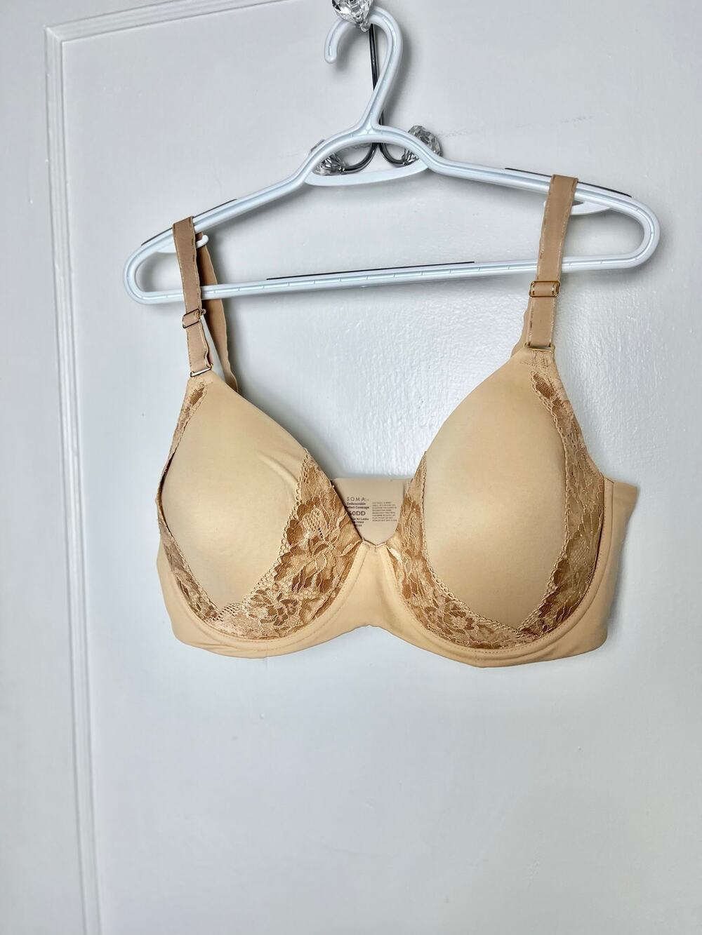 Soma Beige Lace Floral Embraceable Perfect Full Coverage Supportive Bra 40 DD